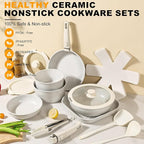 Pots and Pans Set Non Stick 20PCS, Ceramic Cookware Set Detachable Handle Non - Image 2