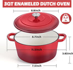 TeamFar 3qt Dutch Oven, Small Enameled Cast Iron Dutch Oven Pot - Image 2