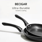 BECIGAR 8pcs Black Ceramic Pots and Pans Set, Cooking Pan Set, Cooking Pot Set - Image 5