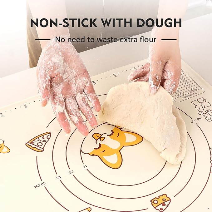 Ourokhome Silicone Baking Mat Sheet and Pastry Dough Cutter, 0.5 Inch Thick 28" - Image 3