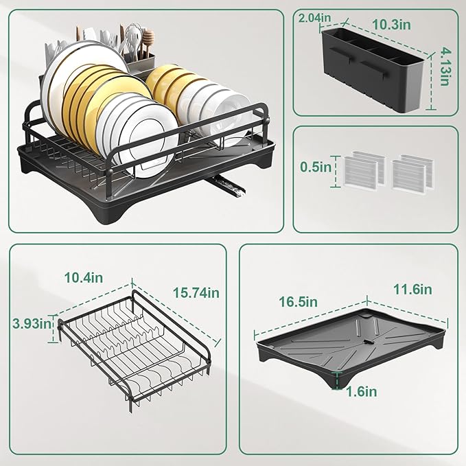 Dish Drying Rack for Kitchen Counter, Large Dish Drying Rack - Image 3