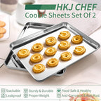 Baking Sheets Set of 2, HKJ Chef Cookie Sheets 2 Pieces Stainless Steel Baking - Image 5