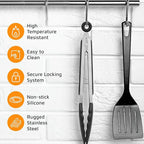 Popco 3-Piece Kitchen Tongs Set – Stainless Steel Heat Resistant Silicone Tips - Image 5
