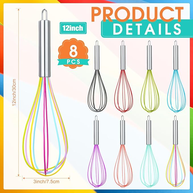 Domensi 8 Pcs 12 Inch Whisks Bulk - Image 2