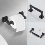Matte Black Bathroom Hardware Set 4 Pieces, Towel Bar Set Stainless Steel Wall - Image 4