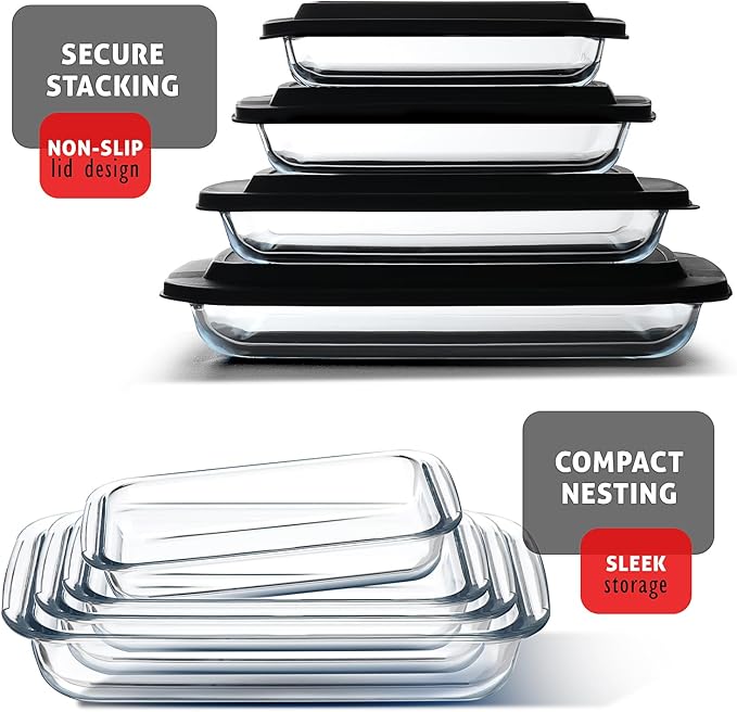 EATEX 16-Piece Deep Glass Casserole Dishes - Image 5