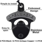 Rustproof Wall Mounted Beer Opener Black, Retro Post Mounted Soda Bottle Cap - Image 2