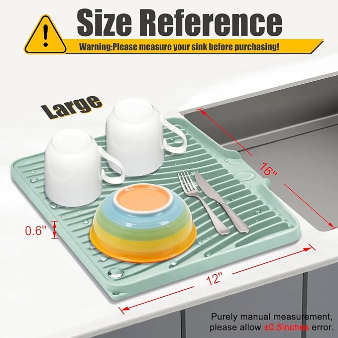 TIKNIK Silicone Dish Drying Mat, Stone Drying Mat - Image 2