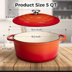 Zulay Kitchen 5 Quart Enameled Cast Iron Dutch Oven Pot - Image 8