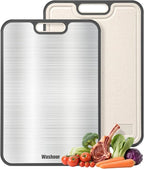 Titanium Cutting Boards for Kitchen, Non Toxic 2-in-1 Cutting Board Double Sided by Washour