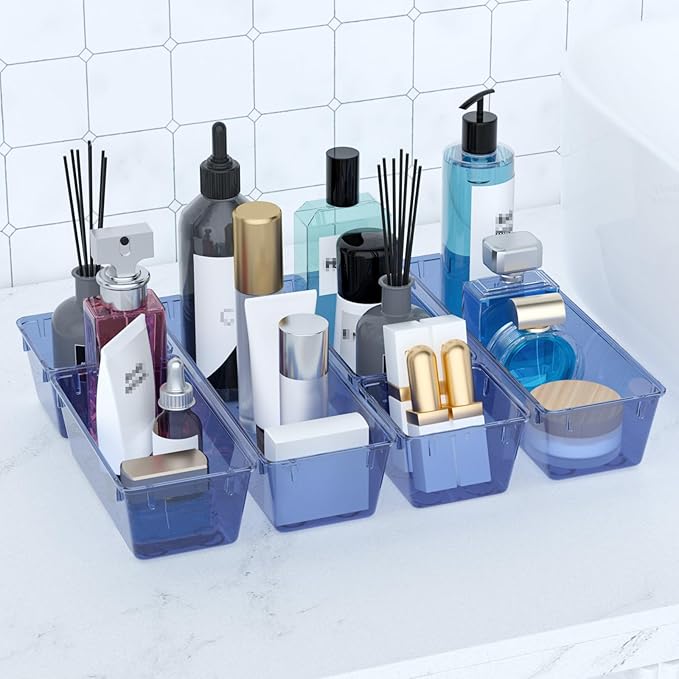 WOWBOX 9 Pack Clear Drawer Organizer Set, Acrylic Drawer Storage Trays - Image 6