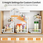 PXRACK Under Sink Organizer, Adjustable Height, 2 Tier Pull Out Under Cabinet - Image 5