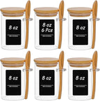 ComSaf Spice Jars with Spoon 8 oz 6Pack, Small Spice Containers Starter Set by ComSaf