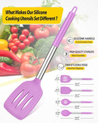 Pack of 4 Silicone Cooking Utensils Set, Non Stick Large Solid Spatulas - Image 2