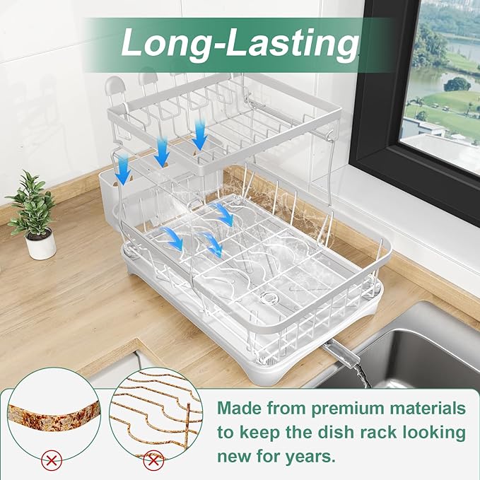 Dish Drying Rack, Two-Tier Dish Drying Rack - Image 4