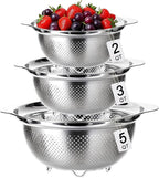 3 Pcs Stainless Steel Colander Strainer Set Metal Colander by TINSKY