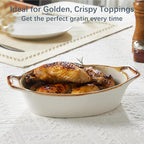 ONEMORE Au Gratin Baking Dish Oval Ceramic White Small Casserole Dish Oven Safe - Image 7