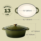 Vintage Style Oval Dutch Oven for Bread Baking, 4.5 Quart Non Stick Enameled - Image 4