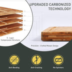 2 Pack Heavy Duty Bamboo Cutting Board Set Non Slip Over Sink Solid End Grain - Image 4