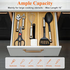Large Bamboo Silverware Drawer Organizer Tray Kitchen Tool Drawer Divider - Image 5