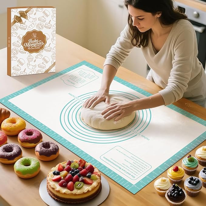 Non Stick Silicone Pastry Mat for Dough Rolling, Silicone Baking Mat by MimekitchenKitchenHelper