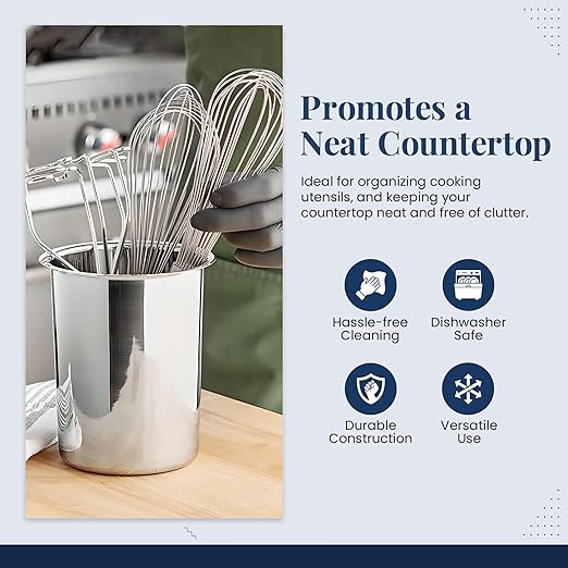 OCS Parts 6.75-Inch Kitchen Utensil Holders | Set of 3 | Stainless Steel - Image 6