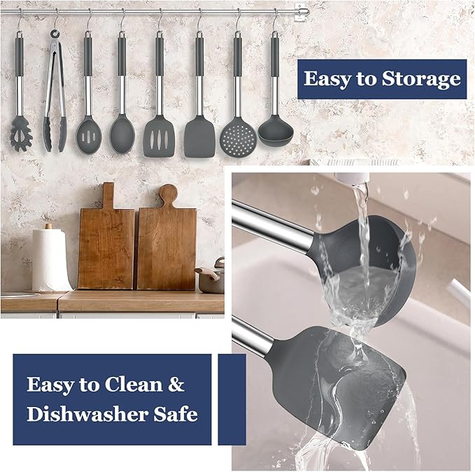 TeamFar Kitchen Utensils, for Nonstick Cookware Frying Flipping Draining - Image 6