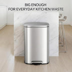 13 Gallon Trash Can and 1.6 Gallon Kitchen Trash Can Combo Set, Stainless Steel - Image 8