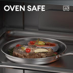 COOKER KING 12-Inch Stainless Steel Pan, Hybrid Nonstick Frying Pan, 3-Ply Clad - Image 6