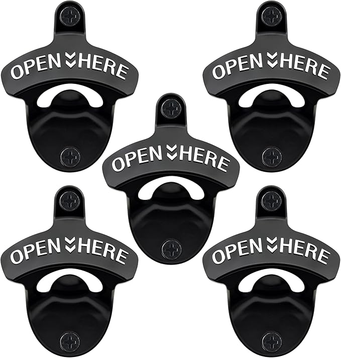 Classic Wall Mounted Bottle Opener Stainless Black and White Mountable Beer Cap by Wallmountedbottleopener