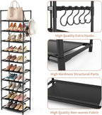 LANTEFUL 10 Tiers Tall Shoe Rack 20-25 Pairs Boots Organizer Storage Sturdy - Image 4