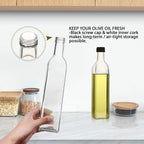 AOZITA 17 oz Glass Olive Oil Dispenser Bottle Set - 500ml Clear Oil & Vinegar - Image 3