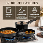 KIKCOIN Pots and Pans Set, 30 Pack Nonstick Cookware Set Detachable Handle - Image 4