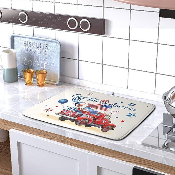 4th of July Drying Mat for Kitchen Counter 18 x 24 Inch US Independence Day - Image 5