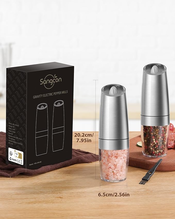 Sangcon Gravity Electric Pepper and Salt Grinder Mill Set Automatic Shakers - Image 6