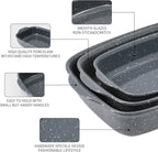 Ceramic Bakeware Dish Set of 3, Rectangular Baking Casserole - Image 4