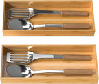 VeyFey Bamboo Drawer Organizer, Stackable Utensil Organizer - Image 7