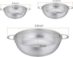 P&P CHEF Colander Set of 3, Stainless Steel Micro-Perforated Colanders Strainers - Image 5