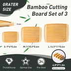 Bamboo Cutting Board Set Non Slip Feet - Image 2