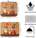 Hello Fall Autumn Gnomes Dish Drying Mat 18x24 Thanksgiving Pumpkin Maple - Image 2