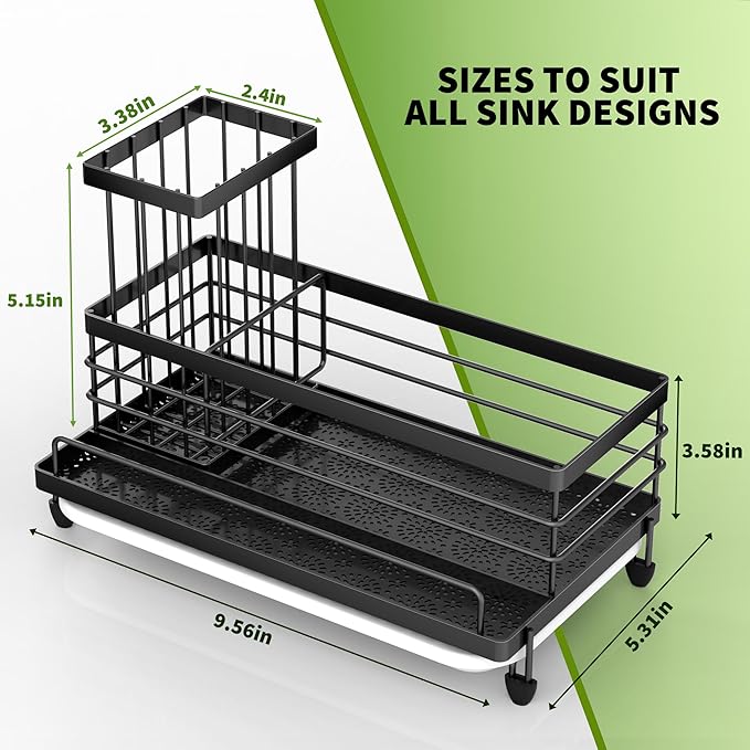 Cisily Large Capacity Kitchen Sink Caddy Organizer, Rustproof Non-Slip Sponge - Image 3