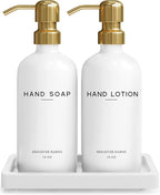 Luxury Glass Soap and Lotion Dispenser Set by BrighterBarns