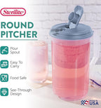 Sterilite 2 Quart Clear Round Plastic Pitcher, Dishwasher Proof - Image 2