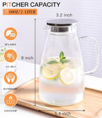 Glass Pitcher with Lid, 2 Liter 68oz Water Pitcher with Handle and Spout - Image 3