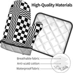 Black and White Optical Illusion Checkered Oven Mitt & Pot Holder Set - Image 8