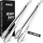 Grill Tongs, 600 Degrees Heat Resistant 17 Inch Extra Long BBQ Tongs, All Metal by Eddeas
