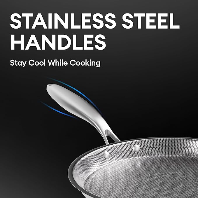 COOKER KING 8-Inch Stainless Steel Pan, Hybrid Nonstick Frying Pan, 3-Ply Clad - Image 7
