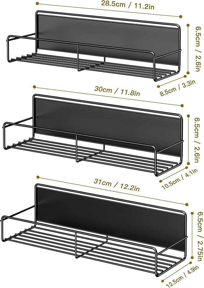 Mystozer 3 Pack Magnetic Spice Rack Organizer, Space Saver - Image 2