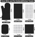 Oven Mitts Kitchen Towels and Dishcloths Pot Holders Sets, Oven Gloves Kitchen - Image 2