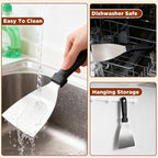 Griddle Scraper，Stainless Steel Grill Scraper, Slant Edge Metal Spatula - Image 6
